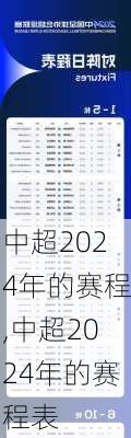 中超2024年的赛程,中超2024年的赛程表