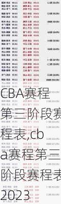 CBA赛程第三阶段赛程表,cba赛程第三阶段赛程表2023