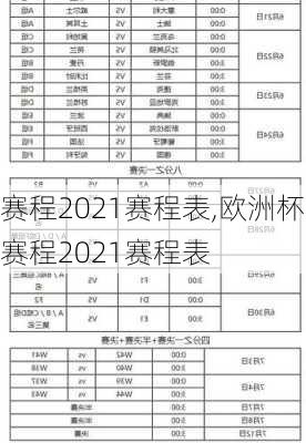 赛程2021赛程表,欧洲杯赛程2021赛程表